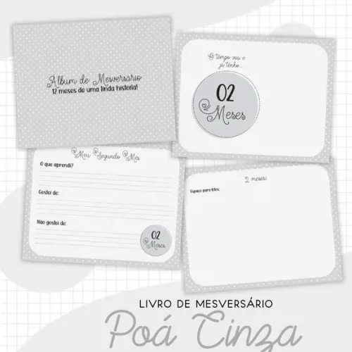 Arquivo Digital - Kit Maternidade - Poá Cinza