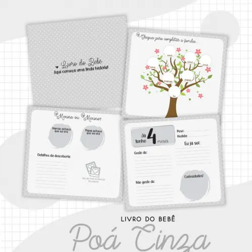 Arquivo Digital - Kit Maternidade - Poá Cinza