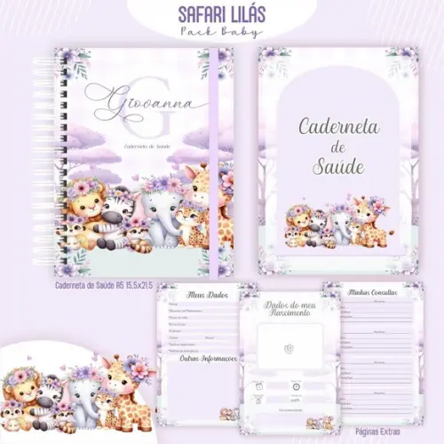 Arquivo Digital - Kit Maternidade - Safari Lilas