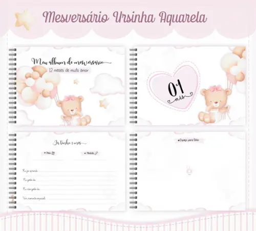 Arquivo Digital - Kit Maternidade - Ursinha Aquarela 01