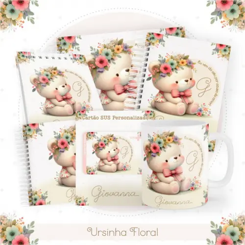 Arquivo Digital - Kit Maternidade - Ursinha Floral