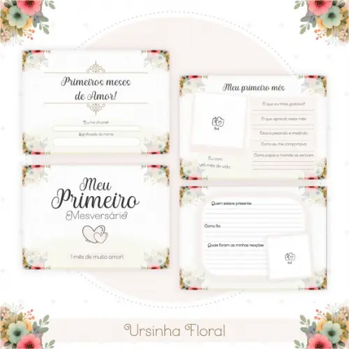 Arquivo Digital - Kit Maternidade - Ursinha Floral