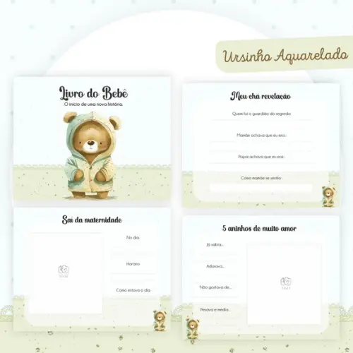 Arquivo Digital - Kit Maternidade - Ursinho Aquarelado