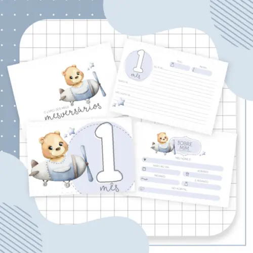 Arquivo Digital - Kit Maternidade - Ursinho Aviador 03