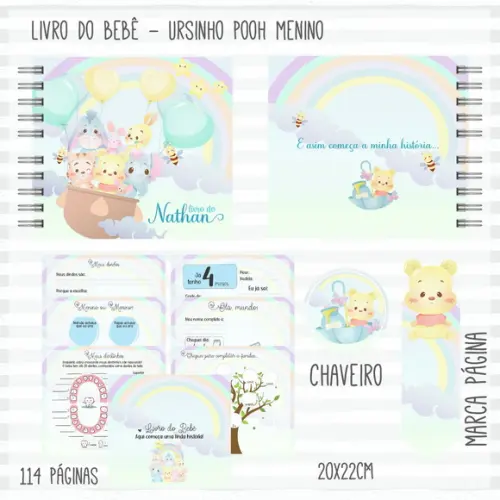 Arquivo Digital - Kit Maternidade - Ursinho Pooh Menino