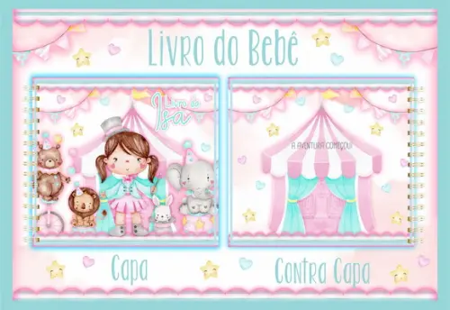 Arquivo Digital - Livro do Bebe - Circo Rosa Aquarela