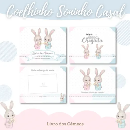 Arquivo Digital - Livro do Bebê - Coelhinho Gêmeos Casal