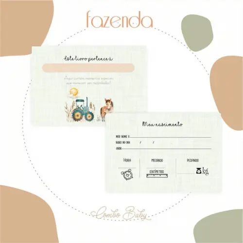 Arquivo Digital - Livro do Bebê - Fazenda (2 Tamanhos)