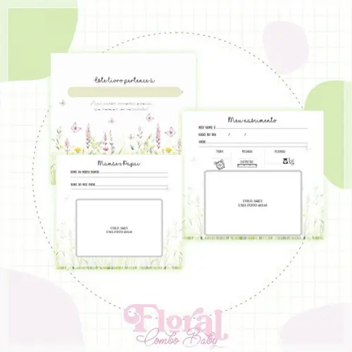 Arquivo Digital - Livro do Bebe - Floral 06 (2 Tamanhos)