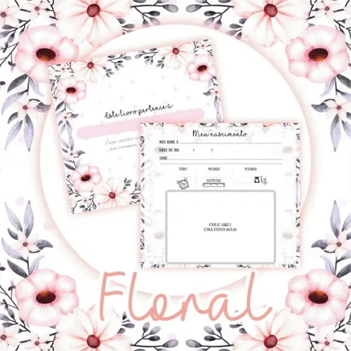 Arquivo Digital - Livro do Bebê - Floral com Foto