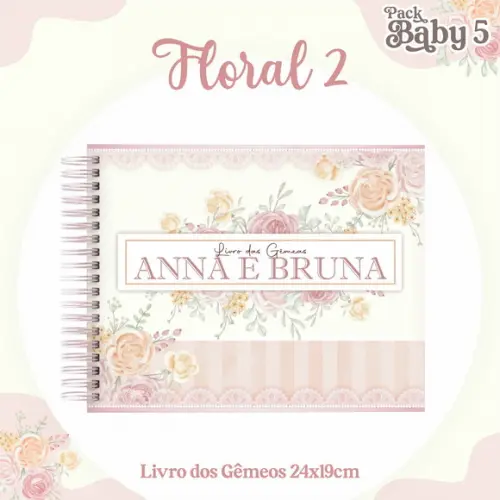 Arquivo Digital - Livro do Bebe - Floral Gemeas 02