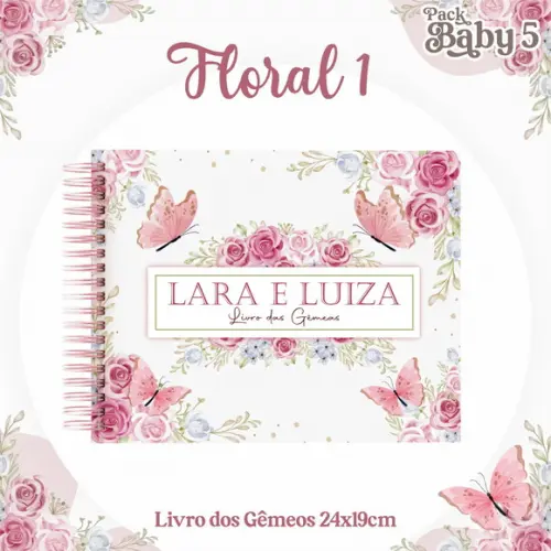 Arquivo Digital - Livro do Bebe - Floral Gemeas 01