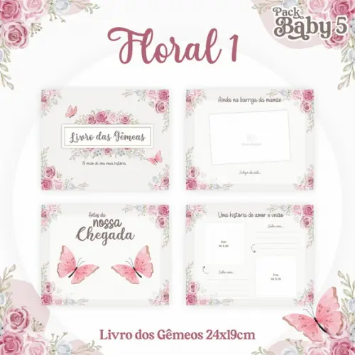 Arquivo Digital - Livro do Bebe - Floral Gemeas 01