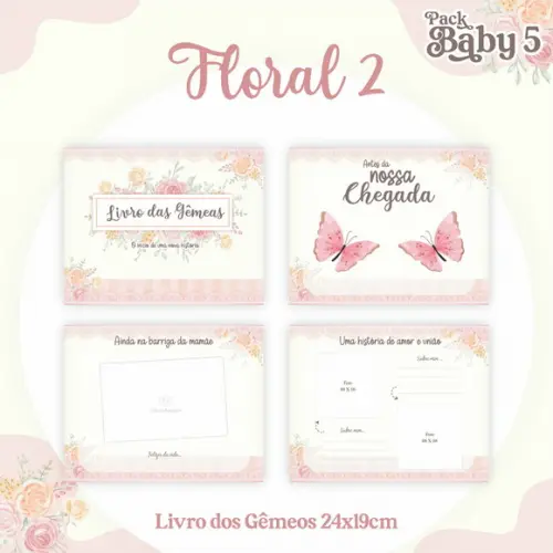 Arquivo Digital - Livro do Bebe - Floral Gemeas 02