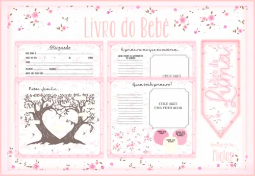 Arquivo Digital - Livro do Bebê - Floral Rosa 01