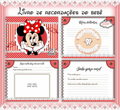Arquivo Digital - Livro do Bebe - Minnie Vermelha