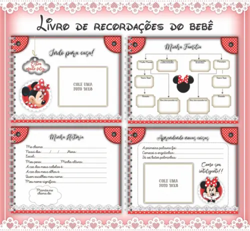 Arquivo Digital - Livro do Bebe - Minnie Vermelha