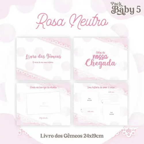 Arquivo Digital - Livro do Bebê - Neutro Rosa Gemeas