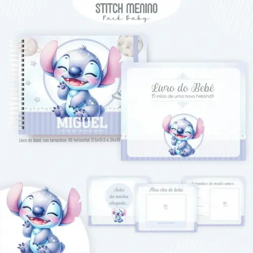 Arquivo Digital - Livro do Bebe - Stitch Menino