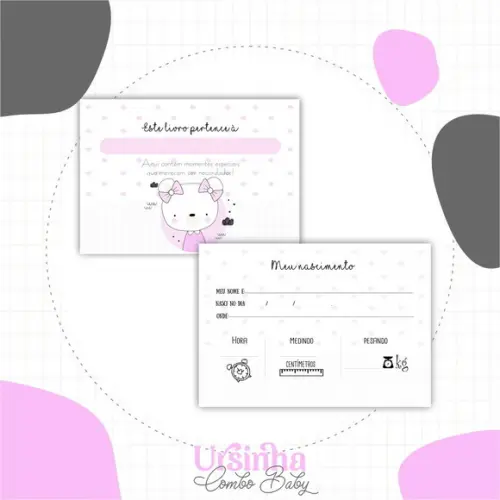 Arquivo Digital - Livro do Bebe - Ursinha 03 (2 Tamanhos)