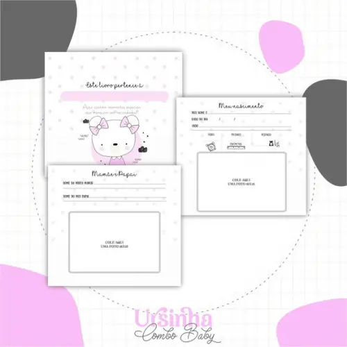 Arquivo Digital - Livro do Bebe - Ursinha 03 (2 Tamanhos)