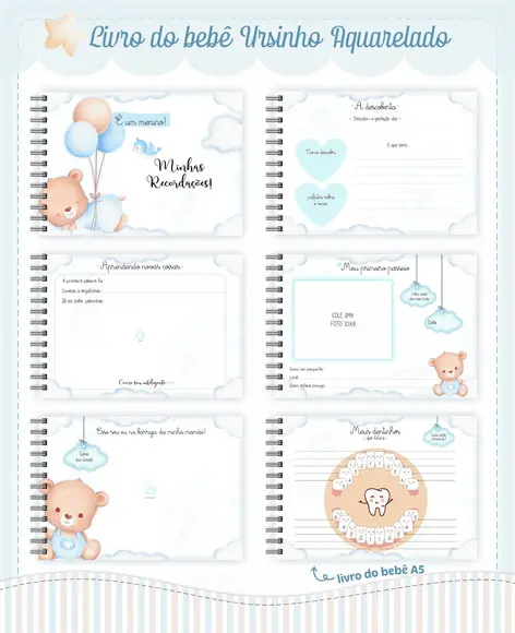 Arquivo Digital - Livro do Bebe - Ursinho Aquarelado
