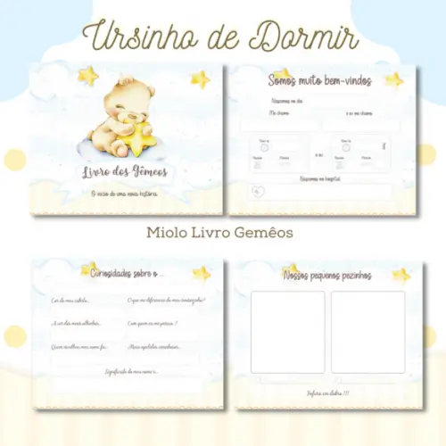 Arquivo Digital - Livro do Bebe - Ursinho de Dormir Gêmeos