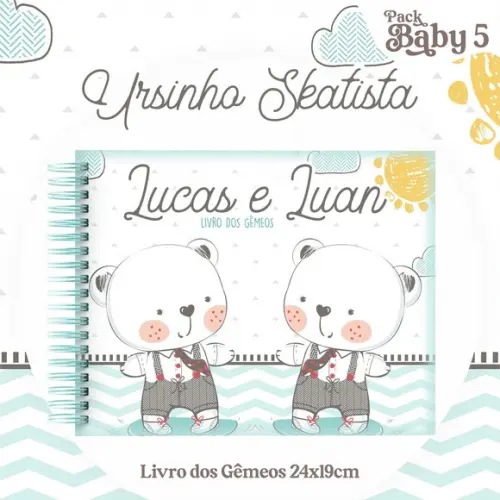Arquivo Digital - Livro do Bebê - Ursinho Skatista Gêmeos