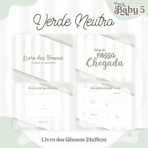 Arquivo Digital - Livro do Bebe - Verde Neutro Gemeos
