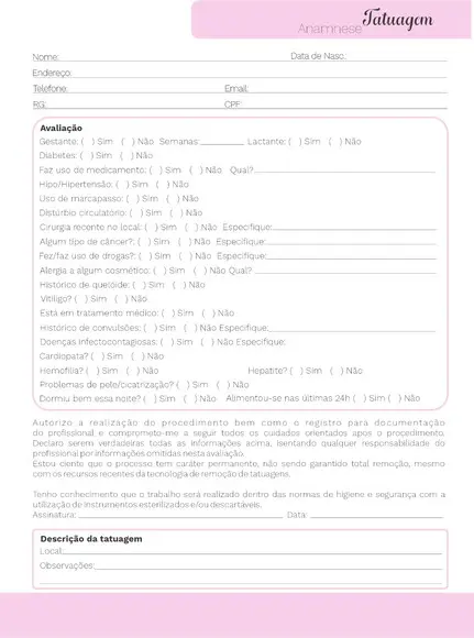 Arquivo Digital - Outros - Pack Fichas Anamnese