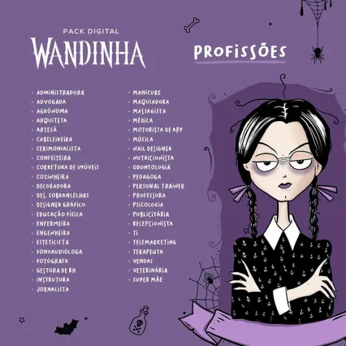 Arquivo Digital - Sublimação -wandinha - Profissões Editavel