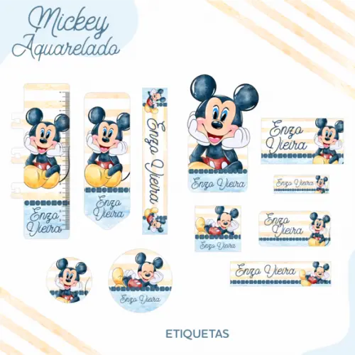 Arquivo Digital - Volta as Aulas - Mickey Aquarelado