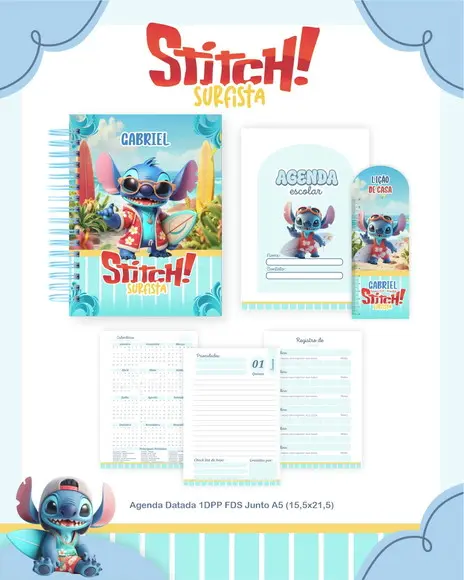 Arquivo Digital - Volta as Aulas - Stitch Surfista