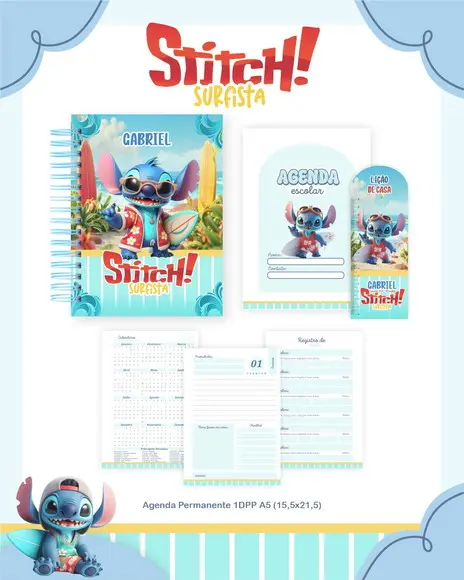 Arquivo Digital - Volta as Aulas - Stitch Surfista