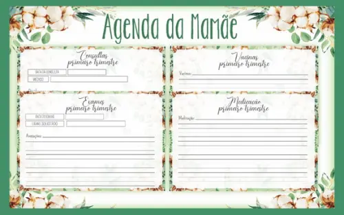 Arquivo Digital -mamãe - Agenda Gestante Floral 02