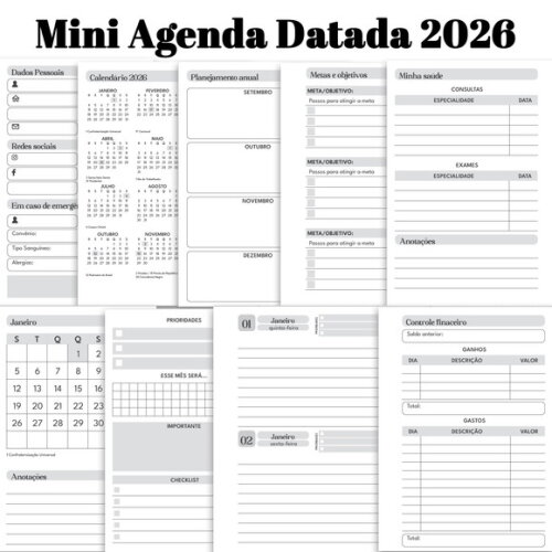 Arquivo Digital - Mini Agenda Datada - 2026