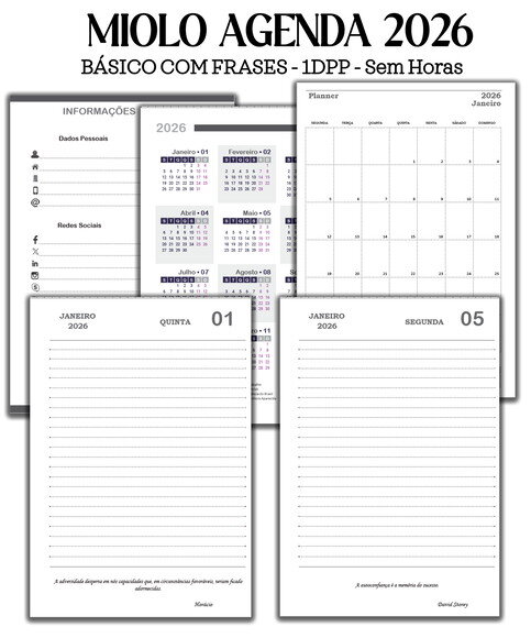 Arquivo Digital - Miolo Agenda Datada - 2026 - com Frases