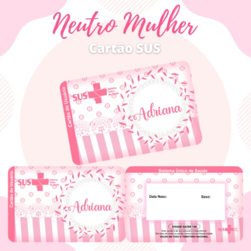 Arquivo Digital- Cartão SUS Personalizado (Kit 12)