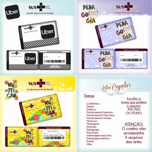 Arquivo Digital- Cartão SUS Personalizado Profissões