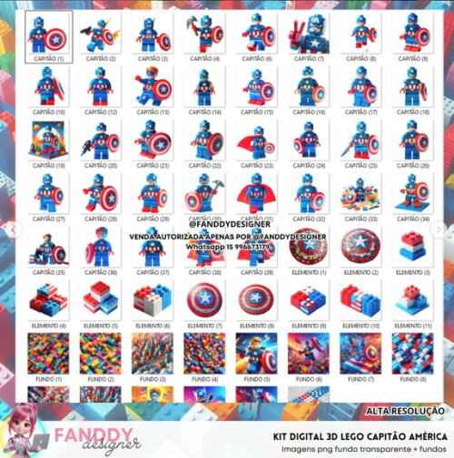 Kit Digital - Capitao America Lego