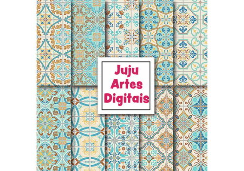 Kit Digital - Papel Digital - Azulejo Retro