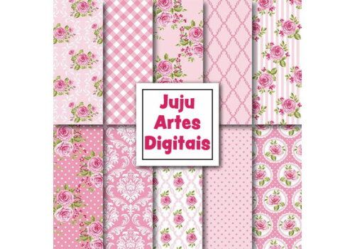 Kit Digital - Papel Digital - Floral Pink