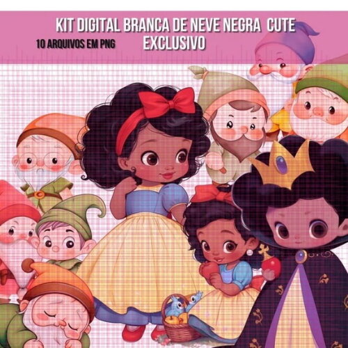 Kit Digital - Scrap - Branca de Neve Cute Afro