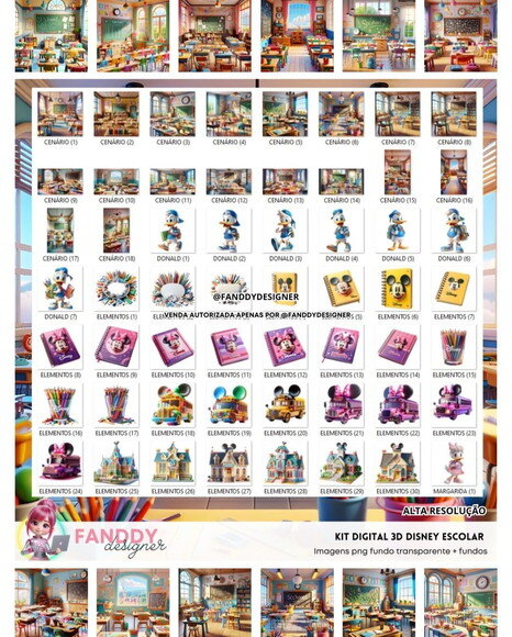 Kit Digital - Scrapbook - Disney Escolar