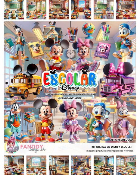 Kit Digital - Scrapbook - Disney Escolar