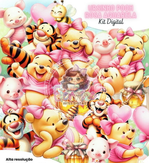 Kit Digital - Ursinho Pooh Rosa
