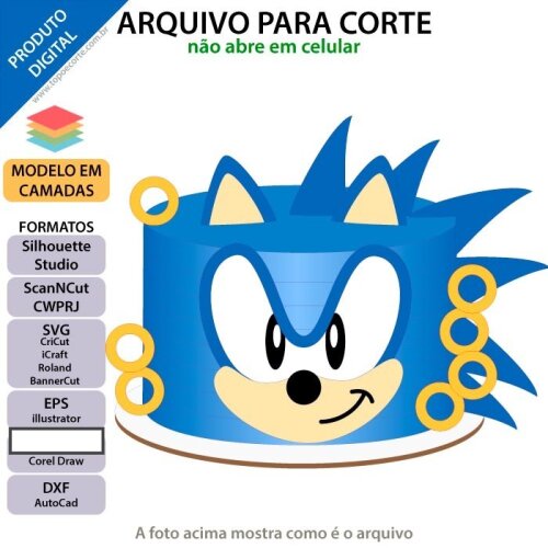 Arquivo de Corte - Topo de Bolo - Sonic 03 - (camadas)