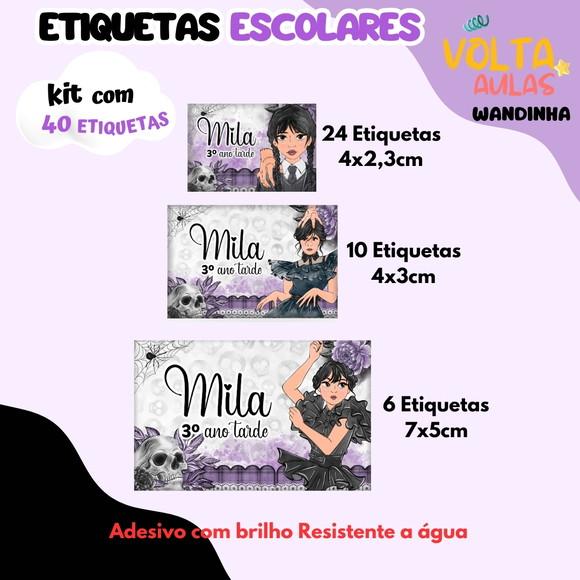 40 Etiquetas Escolares Wandinha