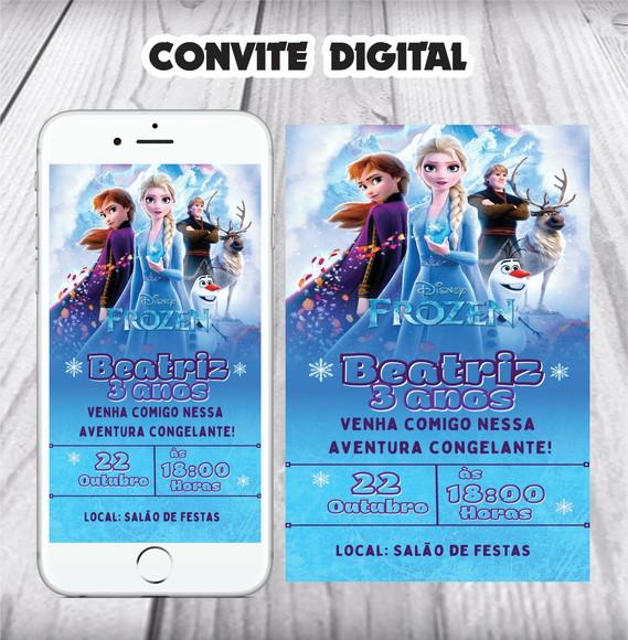 Convite Digital Frozen para Enviar pelo Whatsapp