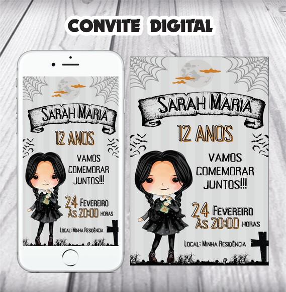 Convite Digital Wandinha para Enviar pelo Whatsapp